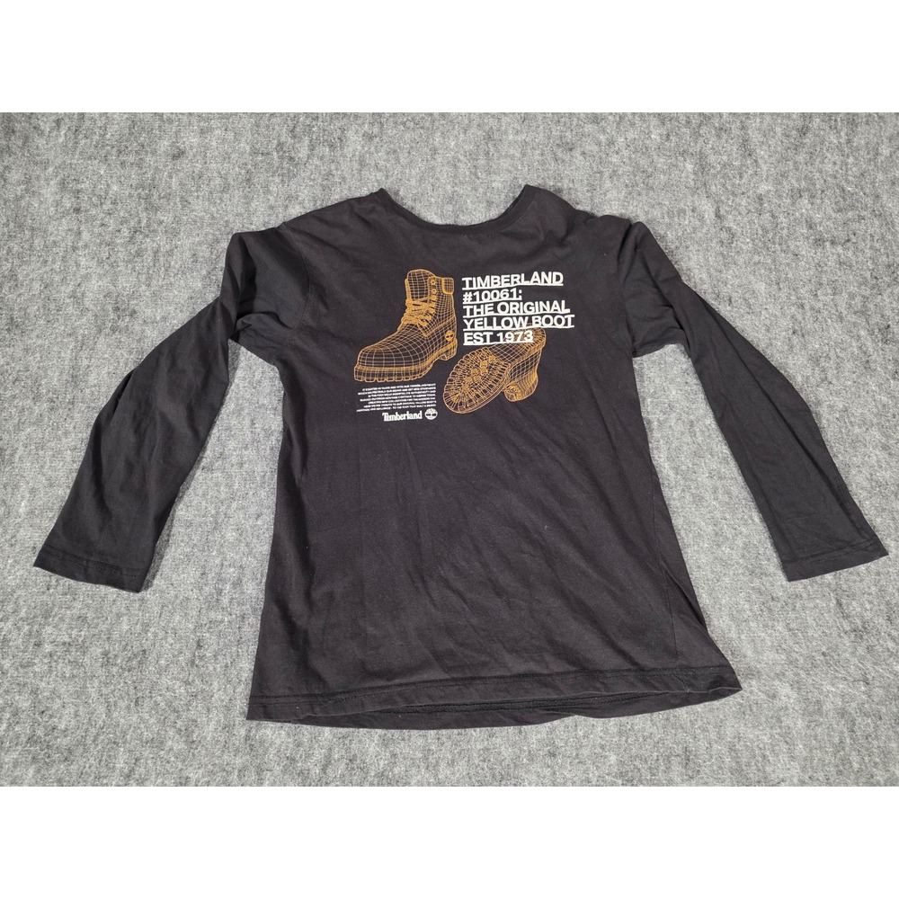 Timberland Womens XL Graphic Tee Black Long Sleeve Original Yellow Boot 10061